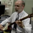 Playing shamisen